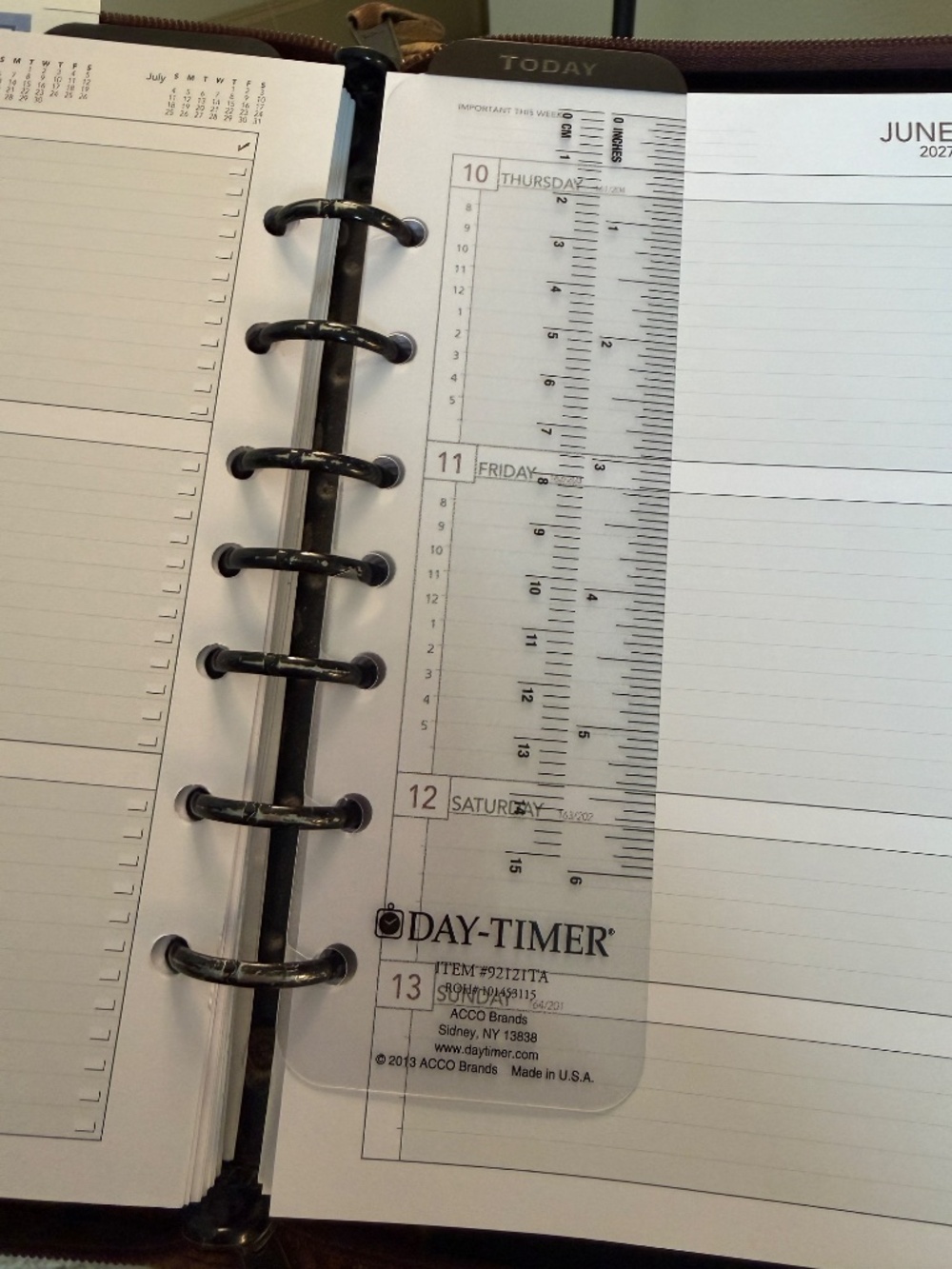 2-Pack Day-Timer Today Page Locator Ruler Desk Size 5 1/2 x 8 1/2 7-Ring 92121TA